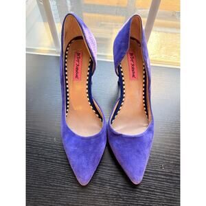 Betsey Johnson Womens 7.5 Blue Suede D’Orsay Pointed Toe Stiletto Heels Pumps